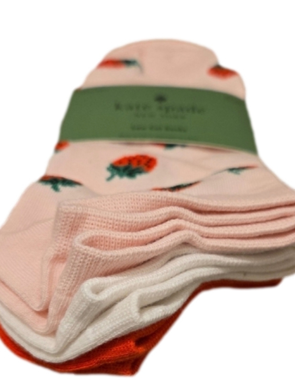 Kate Spade Strawberry Pink Red & White Low Cut Socks 3 Pairs Nwt - Picture 3 of 3
